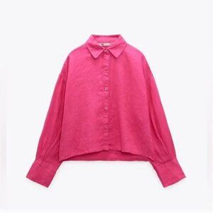 Zara CROPPED LINEN SHIRT